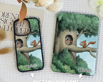 Squirrel and Books New Kindle Paperwhite12/11/10 Case for Kindle Paperwhite 6.8'' 7",Case For iPhone 16 15 14 13 12 Pro/ Max/ Plus