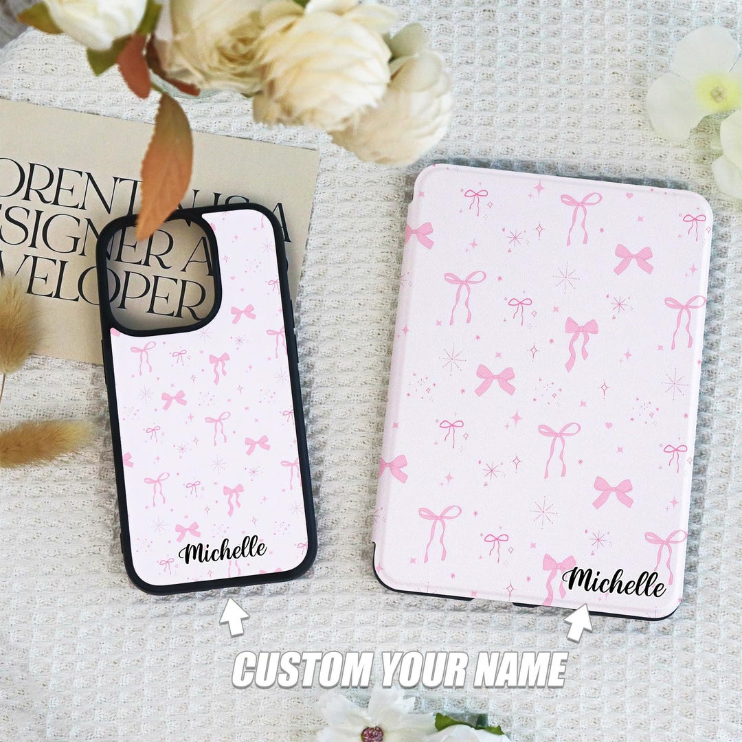 Star Pink Bow Pattern Personalised Case Cover for Kindle Paperwhite1/2 ...