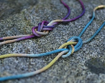 Blue ocean | Fuchsia | Handcrafted necklace | Crocheted rope necklace made from Japanese Miyuki glass beads | 61 in. each |