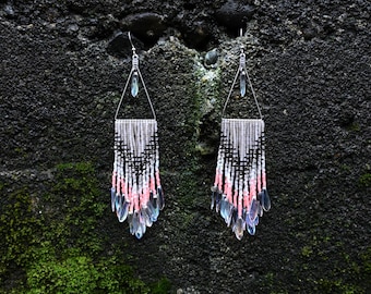 Baby pink hand crafted earrings made from Japanese Miyuki beads and Czech glass beads.