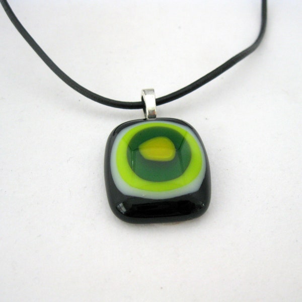 chartreuse lime green necklace - Grasshopper fused glass pendant, boho jewelry