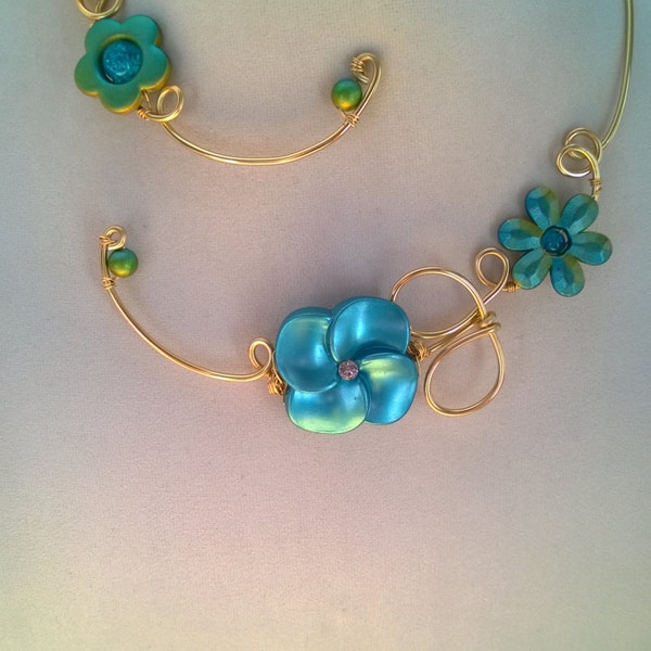 Fil collier d'or ouvert - déclaration collier - Bijoux Turquoise - demoiselles d'honneur - collier ouvert - Alu collier - enveloppé