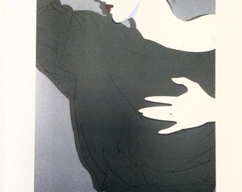 Vintage Colorplate by Patrick Nagel, Untitled,(mature content), 1985 Book Page, 8.75 x 12 in. Unframed