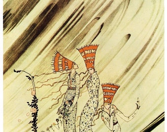 Kay Nielsen, The Three Princesses in the Blue Mountain,  Art Deco,  Book Print Page for Framing, Fantasy, Fairytale Art