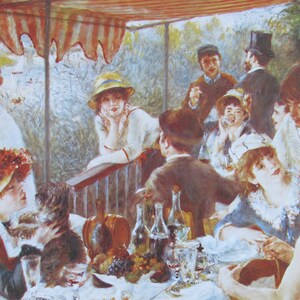 Renoir, Jugglers detail/Boatmens Lunch, 1962 Reproduction Impressionist Print,Color Plate, 9 x 12, 2-Sided Book Page image 2