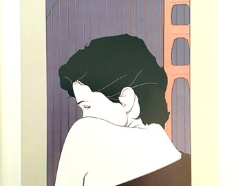 Vintage Colorplate by Patrick Nagel,(mature content), 1985 Book Page, 8.75 x 12 in. Unframed