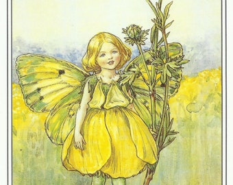 Cicely Mary Barker, Buttercup Fairy/Forget me not Fairy, Childrens Print Nursery Wall Decor, Vintage Book Print for Framing, Flower Art