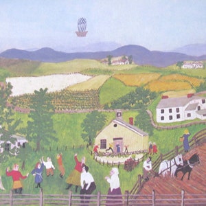 Grandma Moses, BALLOON, 1957,  Color Print/Unframed Print/Vintage Book Page-- 10.5 x 7 in
