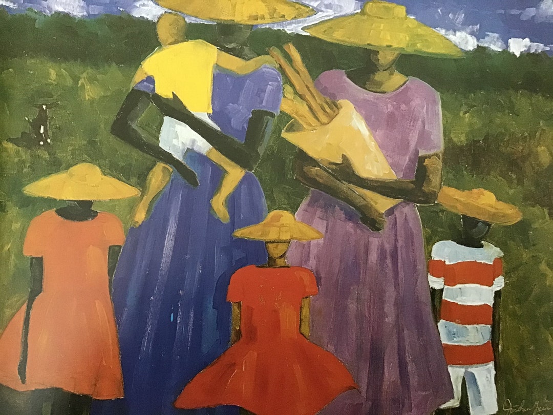 Family Strolling/quitting Time, African American Art, Book Page Print