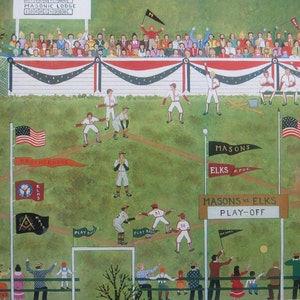 Jane Wooster Scott- The Baseball Game - 11 1/2 x 9 1/4 Vintage Book Page, Unframed, American Artist