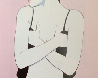 Vintage Colorplate by Patrick Nagel, Untitled,(mature content), 1985 Book Page, 8.75 x 12 in. Unframed