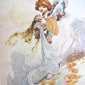 Charles and William Heath Robinson&#39;s Illustrations, AUTUMN,  Reprint of 1912 Illustration, Unframed Book Print, 1976