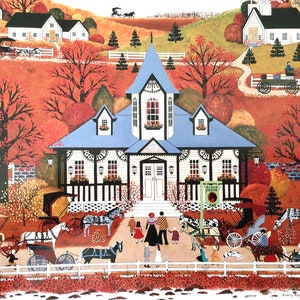 Jane Wooster Scott- Family Night at the Black Horse Inn - 11 1/2 x 9 1/4 Vintage Book Page, Unframed, American Artist