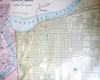 1891 City Map-Kansas City/St. Paul - Antique Atlas Page 2-Sided 11 x 14.5 in Unframed Wall Decor