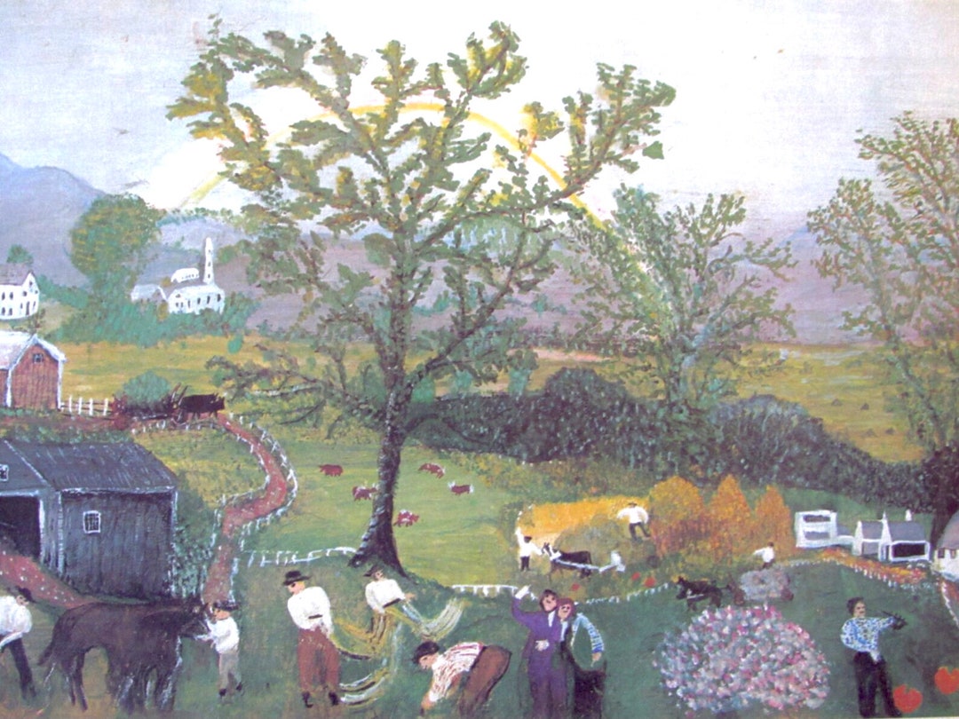 Grandma Moses, RAINBOW, 1961 Color Print/unframed Book Print10.5 X 7 In