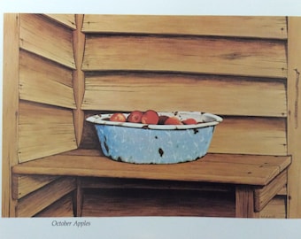 Bob Timberlake, October Apples, vintage Book Page Print for Framing, 1979