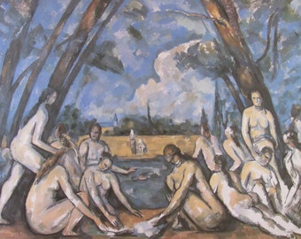 Paul Cezanne, The Large Bathers, Mature Content, Color Plate of 1906 Oil on Canvas, Unframed Fine Art Book Print