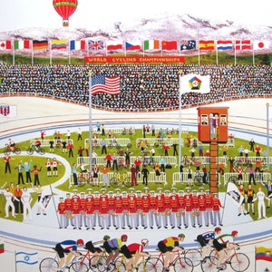 Jane Wooster Scott- Heroes on Wheels - 11 1/2 x 9 1/4 Vintage Book Page, Unframed, American Artist