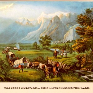 Currier and Ives, The Rocky Mountains, 1866, 8.5 x 11 in Reproduction Print, Bookplate, 1978 Unframed Vintage Book Print