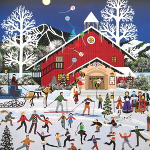 Jane Wooster Scott- Moonlight Merriment - 11 1/2 x 9 1/4 Vintage Book Page, Unframed, American Artist