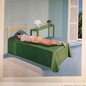 David Hockney, THE ROOM, TARZANA, Small Vintage Reproduction for Framing, Book Print, Wall Art, Unframed