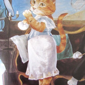Cat Print, Based on Manet&#39;s, NANA, 8 x 10 in Reproduction Art Print, Impressionist Print, Vintage Book Page