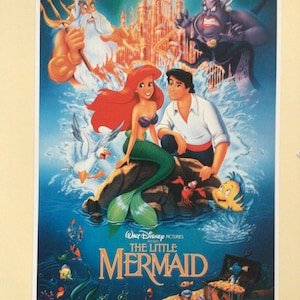 Walt Disney 2-sided Movie Cartoon Poster, The Little Mermaid and DuckTales the Movie-Treasure of the Lost Lamp, Unframed Bookplate