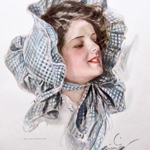 1909, Harrison Fisher, American Beauty, 9 x 11.5 in. Vintage Book Page
