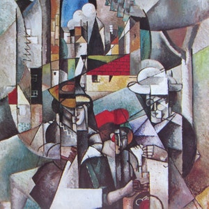 Women Sewing/Still Life with Checkerboard, Cubism, Modern Art, 1970 2-Sided Book Page, Fine Art Print, Color Plate