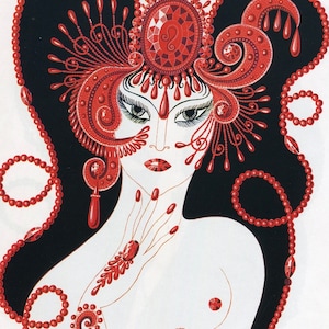 Erte, The Precious Stones “Emerald”and “Ruby”, 2-sided Art Deco Print, Unframed Book Print, Wall Decor