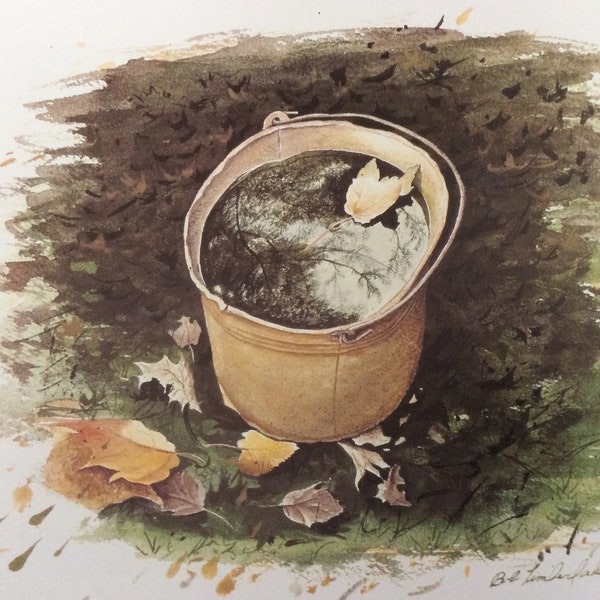 Bob Timberlake, Watering Bucket, vintage Book Page Print for Framing, 1979