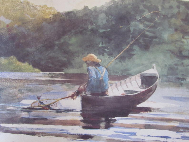 Winslow Homer Boy Fishing Color Plate of 1892 Watercolor Etsy