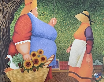 Lowell Herrero, MARKET DAY, Vintage Book Page Print for Framing, American Artist, Wall  Decor, Home Decor
