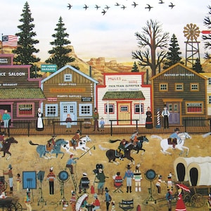 Jane Wooster Scott- Head Em Off At The Pass/Doc&#39;s Race With The Stork - 11 1/2 x 9 1/4, 2-sided Vintage Book Page, Unframed, American Artist
