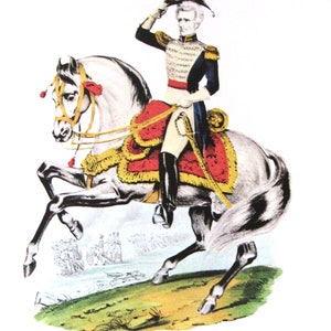 Currier and Ives, Gen. Andrew Jackson, 8.5 x 11 in Reproduction Print, Bookplate, 1978 Unframed Vintage Book Print