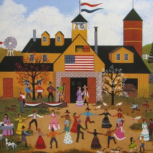 Jane Wooster Scott- A Whoop and a Holler on Independence Day - 11 1/2 x 9 1/4 Vintage Book Page, Unframed, American Artist