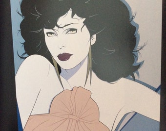 Vintage Colorplate by Patrick Nagel, Joan Collins(mature content), 1985 Book Page, 8.75 x 12 in. Unframed