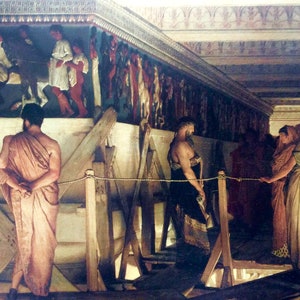 Sir Lawrence Alma-Tadema, Pheidias and the Frieze of the Parthenon, Athens,  10.5 x 14 in Vintage Book Page for Framing