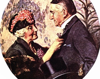 The Old Couple/Mending the Flag, Norman Rockwell Magazine Cover Prints, 2-Sided Vintage Book Page, Unframed Color Plate, 1979