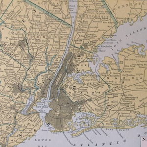 1932 Vintage Map of New York City Map Atlas Page 9 x 7 in Wall Hanging Paper Ephemera New York Atlas Map Wall Decor