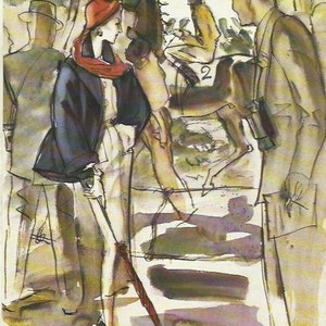 Rene Bouet-Willaumez, Vogue Fashion Drawing, Vintage, 7.25 wide x 9.75 in. Long, Vintage Book Page Print For Framing
