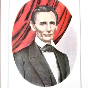 Currier and Ives, Hon. Abraham Lincoln, 1860, 8.5 x 11 in Reproduction Print, Bookplate, 1978 Unframed Vintage Book Print