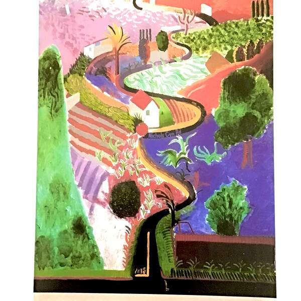 David Hockney, A RETROSPECTIVE, 10 x 14 in Vintage Reproduction for Framing