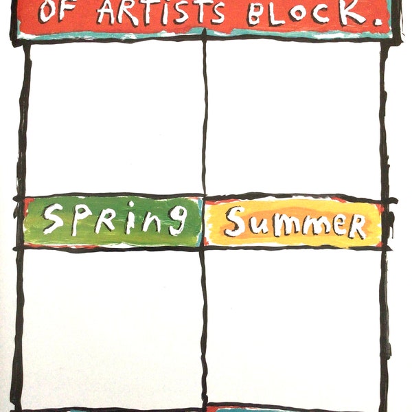 Fred Babb, The Four Seasons of Artist Block,  10.75 x 13.75 Vintage Poster Art for Framing, Poster Print