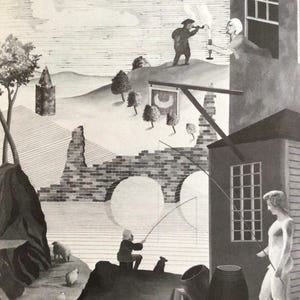 David Hockney, KERBY USEFUL KNOWLEDGE, Small Vintage Reproduction for Framing, Book Print, Wall Art, Unframed, Black and White
