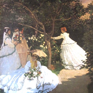 Claude Monet, Women in the Garden,  Color Plate of 1866 Oil on Canvas, Unframed Fine Art Print, 9.5 x 12 in, Vintage Book Page Print