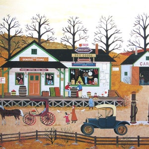 Jane Wooster Scott- The General Store - 11 1/2 x 9 1/4 Vintage Book Page, Unframed, American Artist