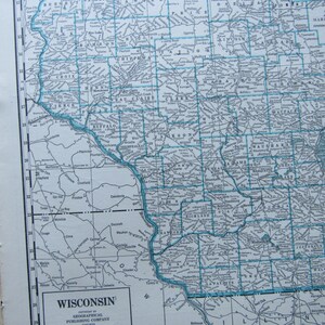 1942, WISCONSIN/WYOMING, 2 faces, bleu et blanc, sans cadre carte d’état