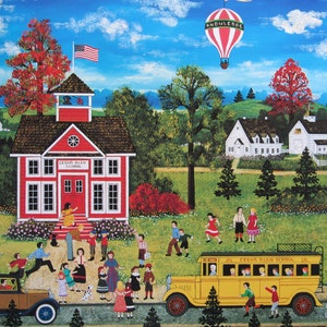 Jane Wooster Scott- First Day of School - 11 1/2 x 9 1/4 Vintage Book Page, Unframed, American Artist