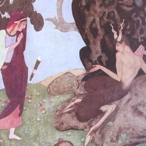 1970s Edmund Dulac Print/Color Plate/Book Page/Bookplate From TANGLEWOOD TALES- 2 Sided